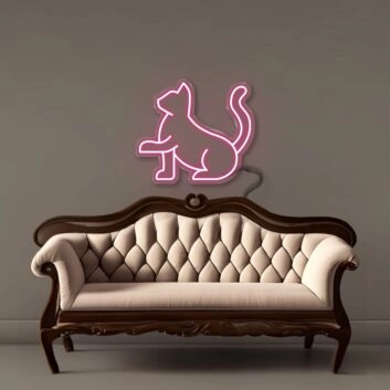 sitzende Katze LED-Neonschild Wohnzimmer
