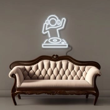 DJ mit Plattenspieler LED-Neonschild Wohnzimmer Partyraum