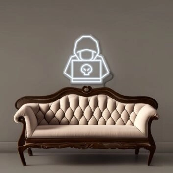 Hacker mit Laptop Symbol LED-Neonschild für Gamingzimmer Büro
