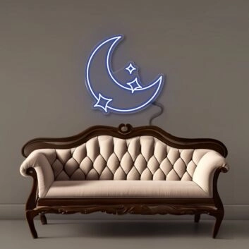 Halbmond mit Sternen LED-Neonschild Wohnzimmer Schlafzimmer