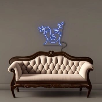 Abstraktes Gesicht mit Blättern LED-Neonschild Wohnzimmer Kunstdekor