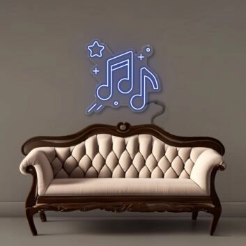Musiknoten mit Stern LED-Neonschild Wohnzimmer Musikstudio