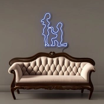 Abstrakte Silhouette zweier Personen LED-Neonschild für Bar Club
