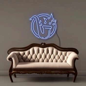 Saxophon mit Musiknoten LED-Neonschild für Wohnzimmer Musikstudio