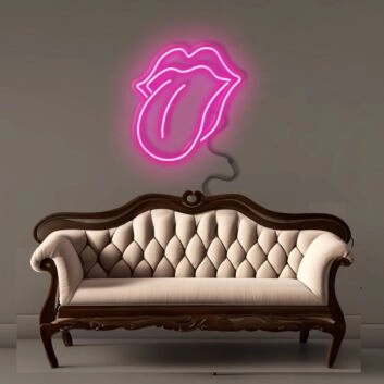 Lippen mit herausgestreckter Zunge LED-Neonschild Wohnzimmer Lounge