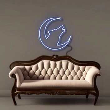 Heulender Wolf vor Halbmond LED-Neonschild Wohnzimmer Schlafzimmer