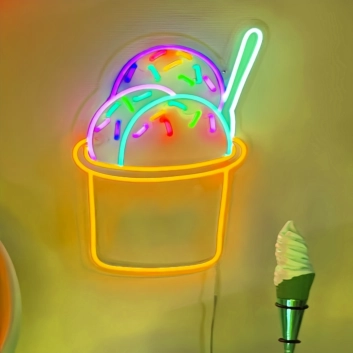 Eisbecher mit Streuseln LED-Neonschild für Eisdiele Café