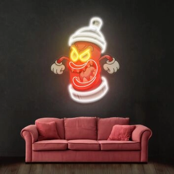 wütende Spraydose LED-Neonschild Wohnzimmer Studio