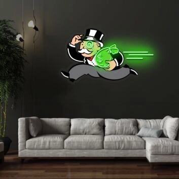 laufender Mann mit Geldsack LED-Neonschild Gamingzimmer Wohnzimmer