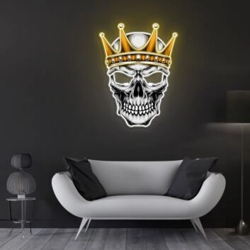 Totenschädel mit Krone LED-Neonschild Wohnzimmer Bar