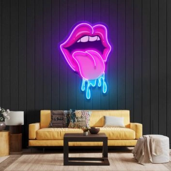 offener Mund mit herausgestreckter Zunge LED-Neonschild Wohnzimmer Bar