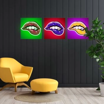Lippen mit gebissenen Zähnen LED-Neonschild Wohnzimmer Bar