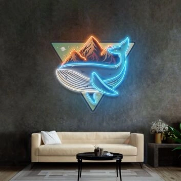 Wal mit Bergen LED-Neonschild Wohnzimmer Büro