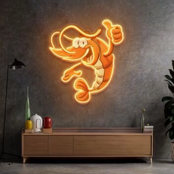 Cartoon-Garnele LED-Neonschild für Restaurant Bar