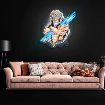 griechischer Gott Zeus mit Blitz LED-Neonschild Wohnzimmer Gamingzimmer