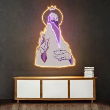Skelett mit Krone und Blitz LED-Neonschild Gaming Wohnzimmer
