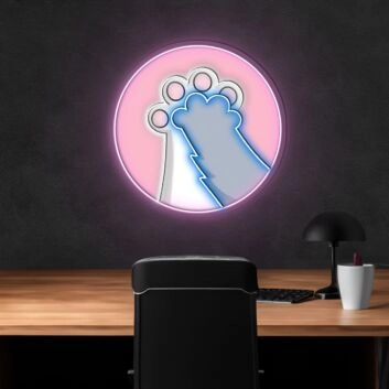 Zwei Katzenpfoten LED-Neonschild für Wohnzimmer Büro