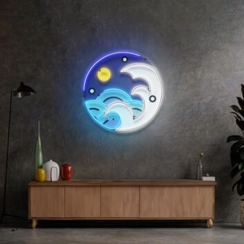Meereswellen mit Sonne LED-Neonschild Wohnzimmer Büro