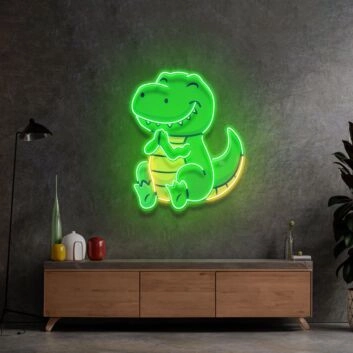 lächelnder Dinosaurier LED-Neonschild Wohnzimmer Kinderzimmer