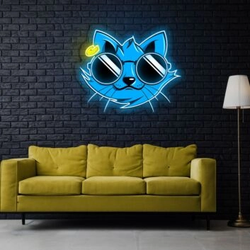 Katze mit Sonnenbrille LED-Neonschild Wohnzimmer Bar