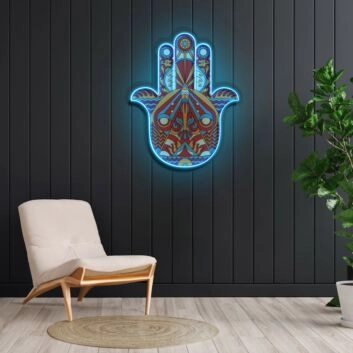 Hamsa Hand Symbol LED-Neonschild Wohnzimmer Meditationsraum