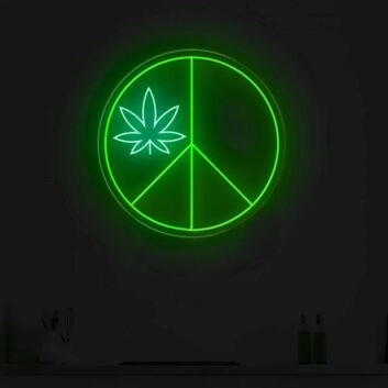 Friedenszeichen mit Hanfblatt LED-Neonschild Bar Club