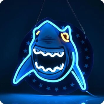 Hai mit offenem Maul LED-Neonschild für Bar und Gaming