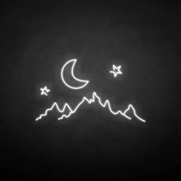 Berglandschaft mit Mond und Sternen LED-Neonschild Wohnzimmer Schlafzimmer