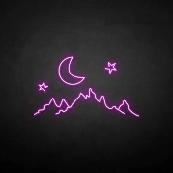 Berglandschaft mit Mond und Sternen LED-Neonschild Wohnzimmer Schlafzimmer