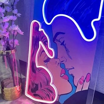 Kussendes Paar im Pop Art Stil LED-Neonschild Wohnzimmer Schlafzimmer