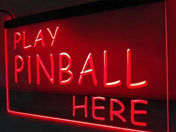 PLAY PINBALL HERE LED-Neonschild für Spielhalle Bar