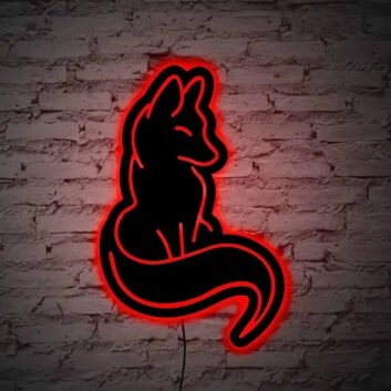 sitzender Fuchs LED-Neonschild Wohnzimmer Bar