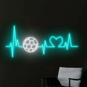 Fußball Herzschlag LED-Neonschild mit Ball-Motiv