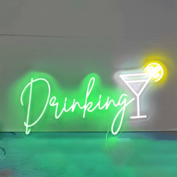 Cocktailglas mit Zitronenscheibe LED Neonschild für Bar und Club