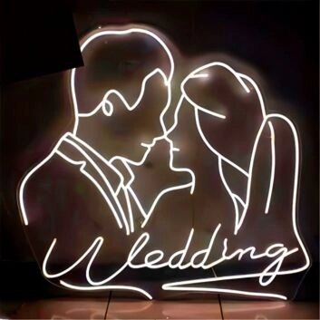 Wedding Neon LED Schild Brautpaar Silhouette