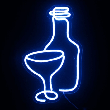 Weinflasche und Glas LED-Neonschild für Bar und Restaurant