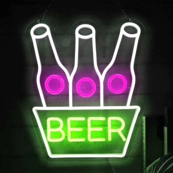 Bierflaschen im Eimer LED Neonschild für Bar und Club