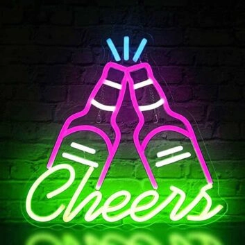 Bierflaschen beim Anstoßen LED Neonschild für Bar und Party