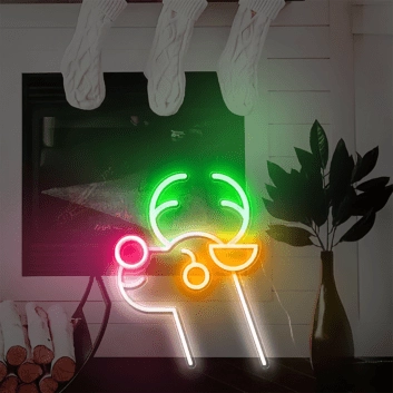 Rentierkopf LED-Neonschild für Wohnzimmer und Weihnachten