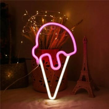 Eiswaffel LED-Neonschild für Café und Kinderzimmer