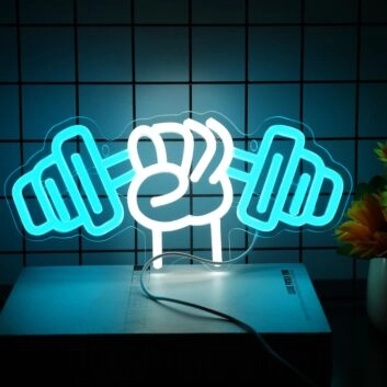 Faust mit Hantel LED-Neonschild Fitnessstudio
