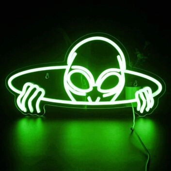 Außerirdischer im UFO LED-Neonschild für Gaming Zimmer