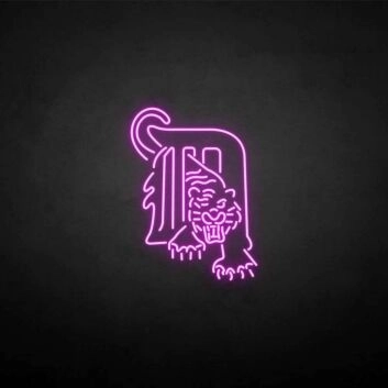 Tigerkopf mit Buchstabe D LED-Neonschild Bar Wohnzimmer