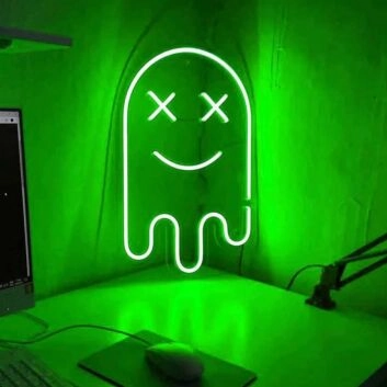 Pixelgeist mit Kreuzaugen LED-Neonschild Gamingzimmer Wohnzimmer