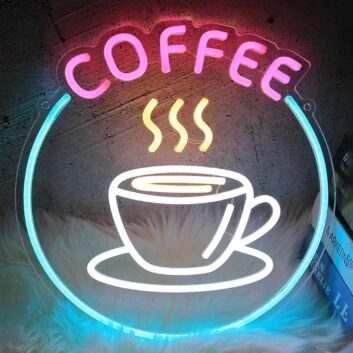 Personalisierbares Kaffeetasse mit Dampf LED Neonschild für Café und Küche