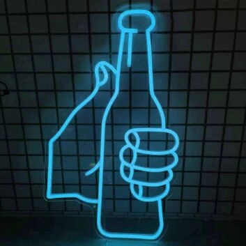 Hand mit Bierflasche LED-Neonschild für Bar Club