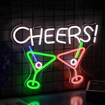 Cocktailgläser LED Neonschild für Bar und Party