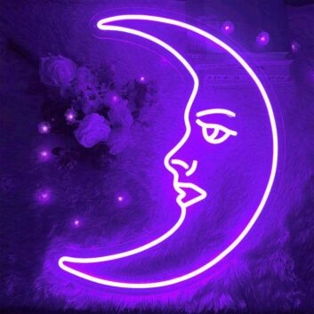 Mondgesicht LED Neonschild als stilvolle Wanddekoration