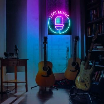 LIVE MUSIC LED-Neonschild für Bar oder Musikstudio