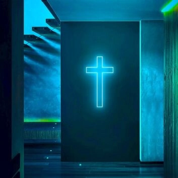 Kreuz LED-Neonschild für Wohnzimmer oder Gebetsraum